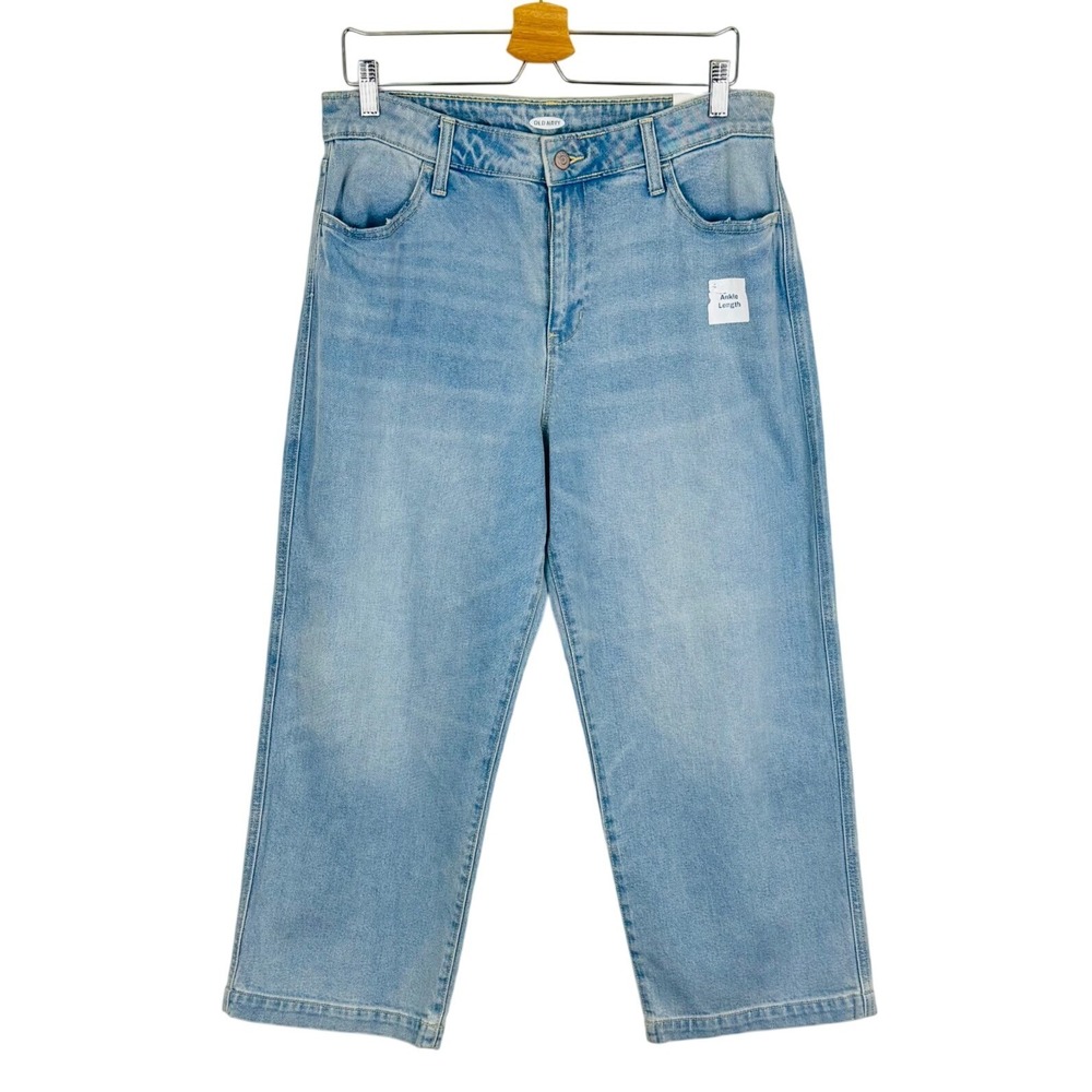 Old Navy High Rise Wide Leg Ankle Jeans Lily Light Wash Size 12 Clean Girl Boho